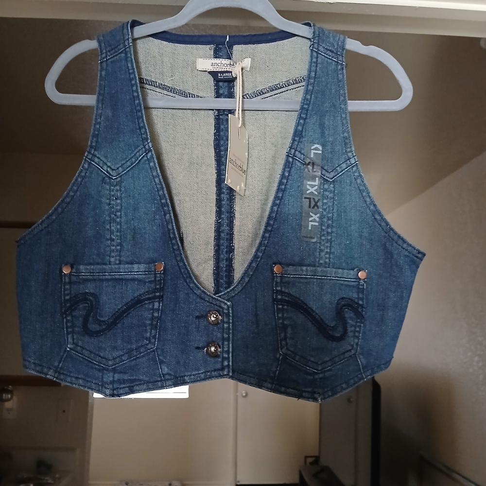 Anchor Blue Denim Crop Top Vest